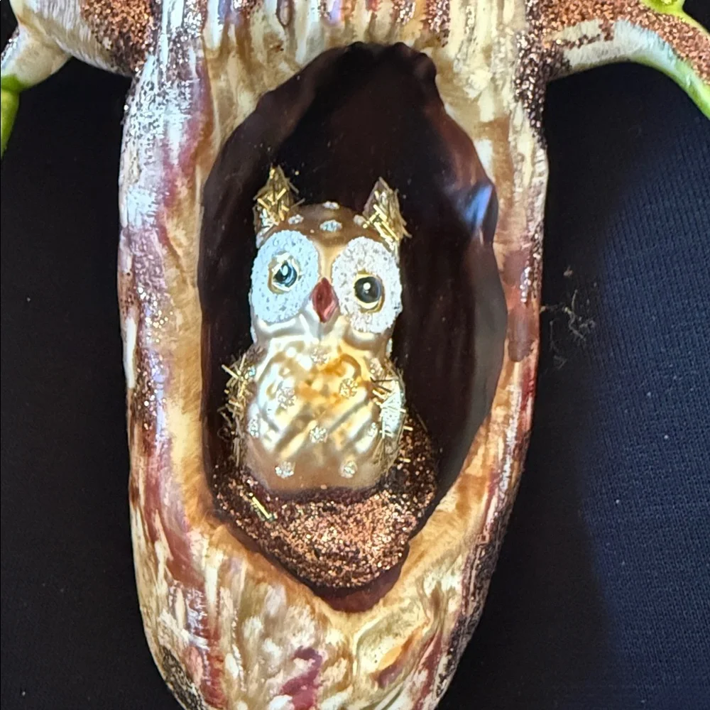 Anthropologie-Owl inside a Tree Christmas Ornament